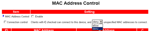 Mac Address Control