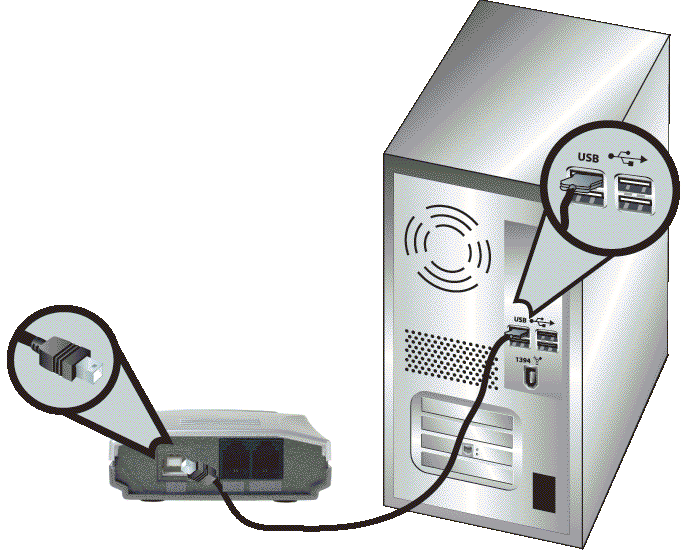 Abbildung: USB Telephone Adapter und Computer verbinden